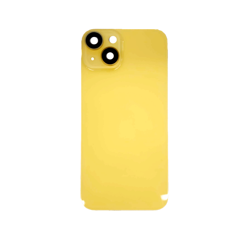iPhone 14 Back Glass Battery Cover Glass w/ Magsafe Magnet / Camera Lens / Camera Bezel / Metal Plate (Yellow)