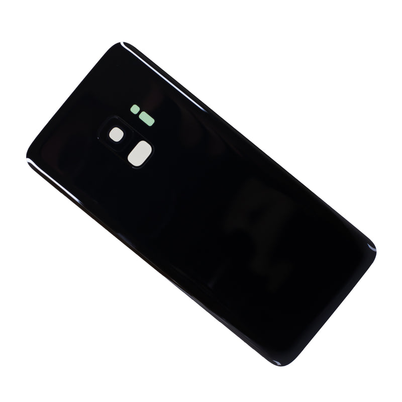 Samsung Galaxy S9 Glass Back Cover with Camera Lens Cover and Adhesive(Black)