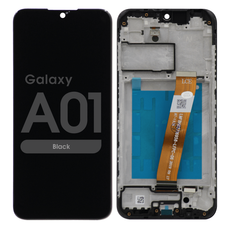 Samsung Galaxy A01 (A015 / 2020) LCD and Digitizer Glass Screen Replacement (W/FRAME)  (Black) (USB-C) (US Version)