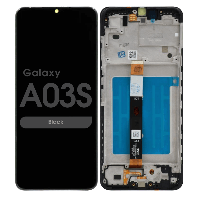 Samsung Galaxy A03S (A037U/2021) LCD and Digitizer Glass Screen Replacement (W/ FRAME) (Black) (US Version)