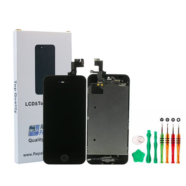 iPhone 5C Black Premium Glass Screen Replacement Repair Kit + Small Parts + Premium Tools