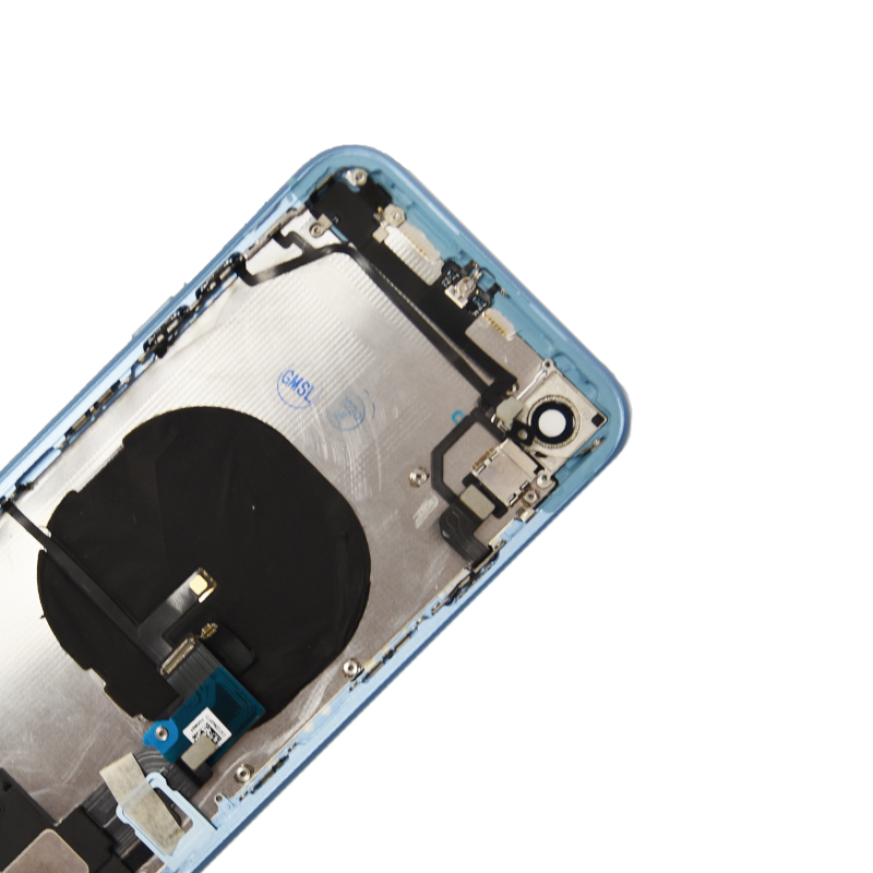 iPhone XR Blue Rear Back Housing Midframe Assembly w/ Pre-Installed Small Parts
