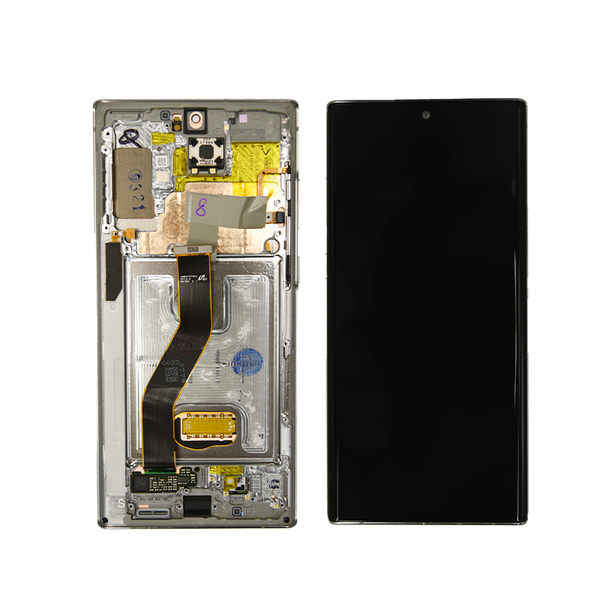 Samsung Galaxy Note 10 Plus Premium Glass Screen OLED Assembly Replacement with Frame - Aura Glow/Silver