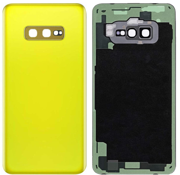 Samsung Galaxy S10e Glass Back Cover with Camera Lens Cover and Adhesive(Yellow)