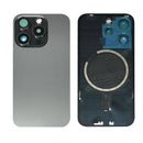 iPhone 15 Pro Back Glass Battery Cover Glass w/ Magsafe Magnet / Camera Lens / Camera Bezel / Metal Plate (Black Titanium)