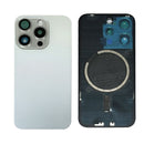 iPhone 15 Pro Back Glass Battery Cover Glass w/ Magsafe Magnet / Camera Lens / Camera Bezel / Metal Plate (White Titanium)