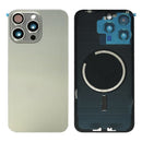 iPhone 15 Pro Max Back Glass Battery Cover Glass w/ Magsafe Magnet / Camera Lens / Camera Bezel / Metal Plate (Natural Titanium)