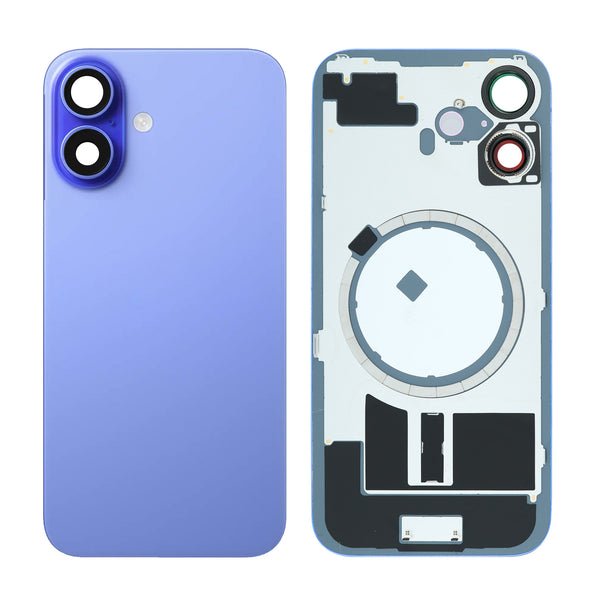 iPhone 16 Back Glass Battery Cover with Frame / Magsafe Magnet / Camera Lens / Camera Bezel / Metal Plate (Ultramarine)