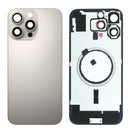 iPhone 16 Pro Max Back Glass Battery Cover with Frame / Magsafe Magnet / Camera Lens / Camera Bezel / Metal Plate (Natural Titanium)
