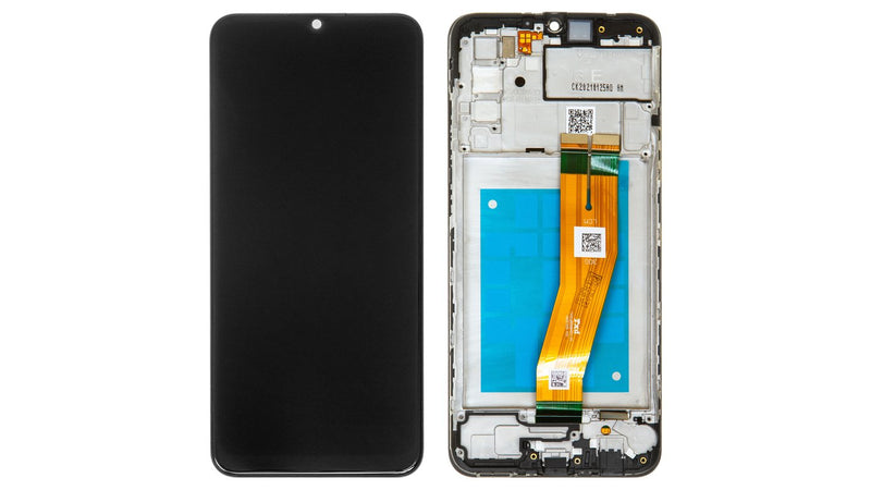 Samsung Galaxy A02S (A205 / 2020) LCD and Digitizer Glass Screen Replacement (W/FRAME) (Black) (US Version)