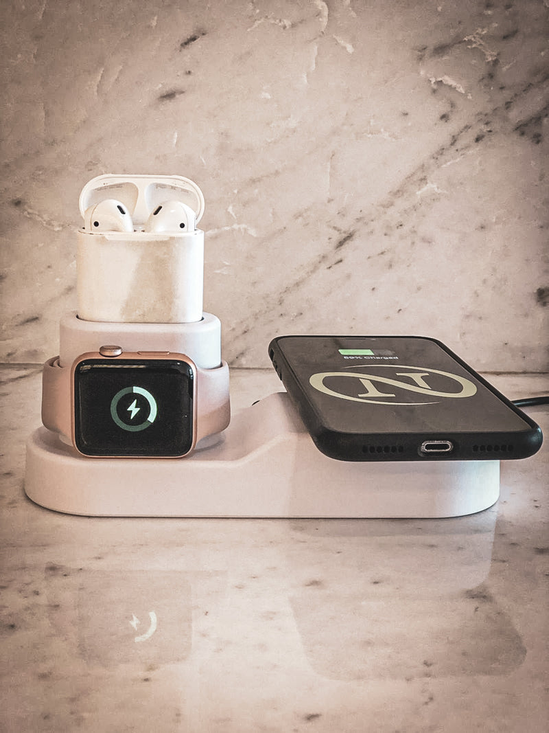 NobleStation 4 in 1 White Wireless Charging Station for Apple iWatch, Airpods and iPhone
