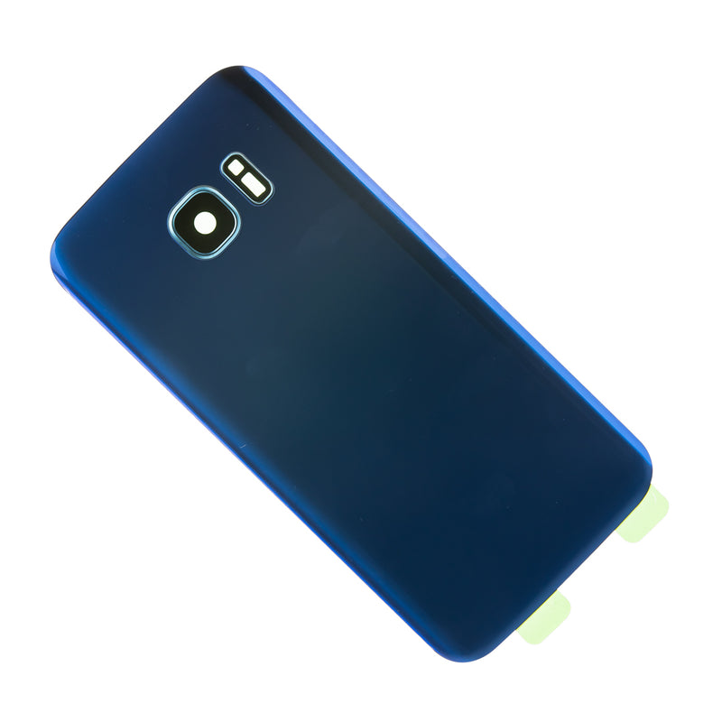 Samsung Galaxy S7 Glass Back Cover with Camera Lens Cover and Adhesive(Blue)