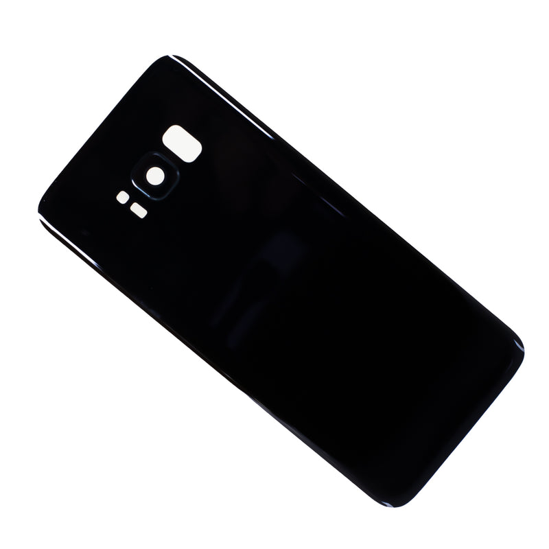 Samsung Galaxy S8 Glass Back Cover with Camera Lens Cover and Adhesive(Black)