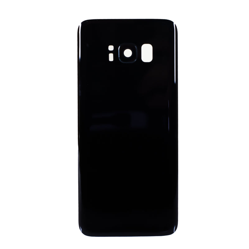 Samsung Galaxy S8 Glass Back Cover with Camera Lens Cover and Adhesive(Black)