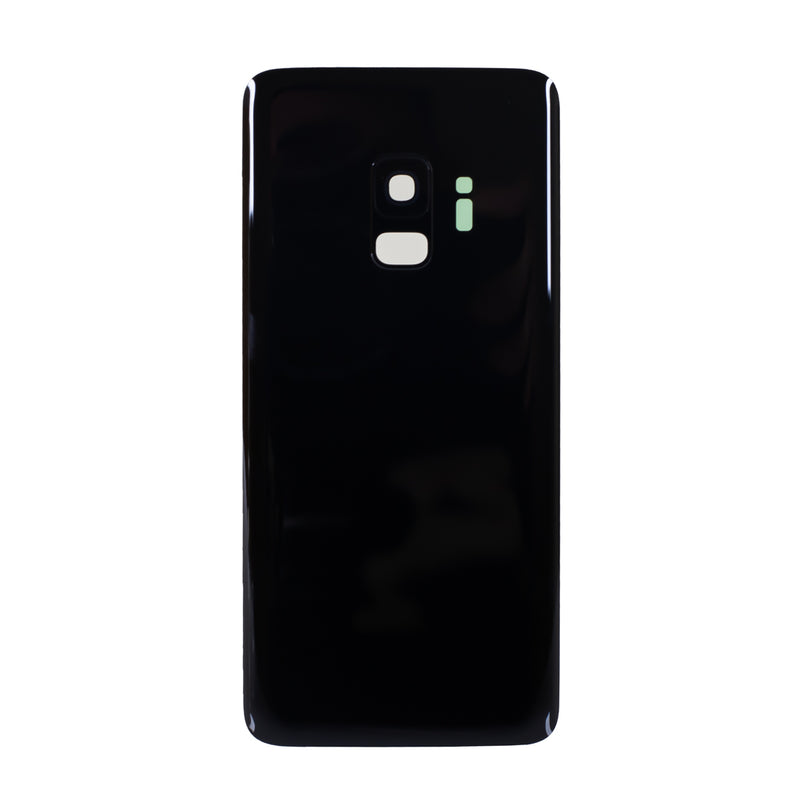 Samsung Galaxy S9 Glass Back Cover with Camera Lens Cover and Adhesive(Black)