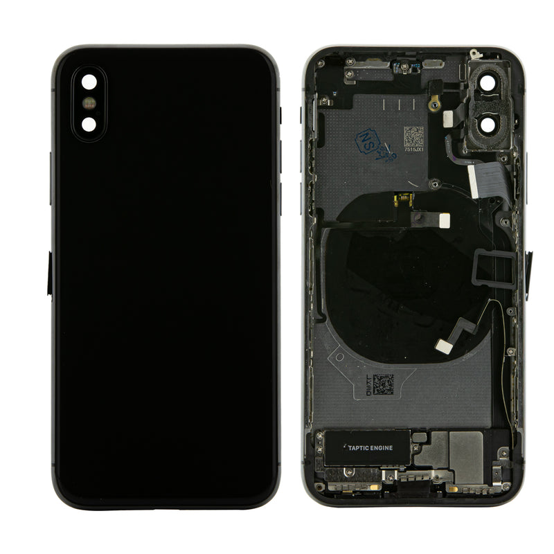 iPhone X Black Rear Back Housing Midframe Assembly w/ Pre-Installed Small Parts