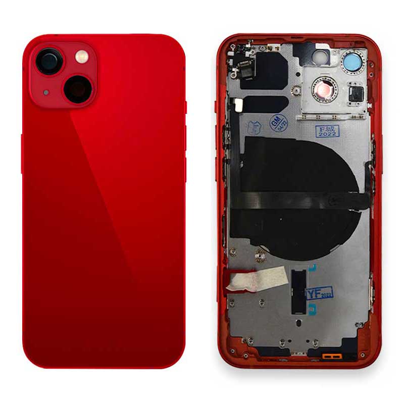 iPhone 13 Rear Back Housing Replacement with Small Parts Pre-Installed - Red