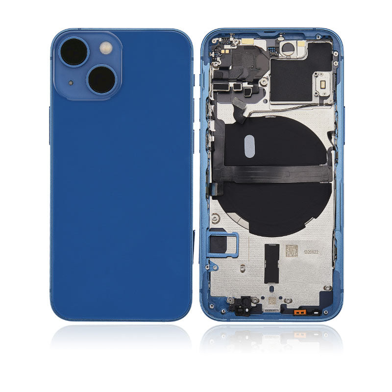 iPhone 13 Mini Rear Back Housing Replacement with Small Parts Pre-Installed - Blue