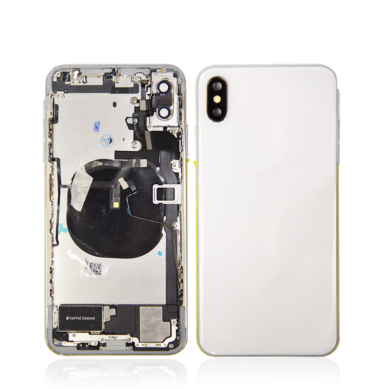 iPhone XS MAX Silver Rear Back Housing Assembly w/ Pre-Installed Small Parts