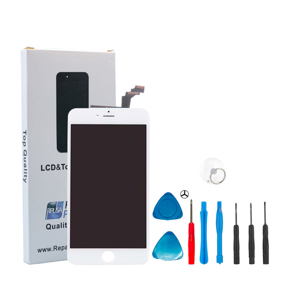 iPhone 6 Plus White Grade A Glass Screen Replacement Repair Kit + Basic Tools