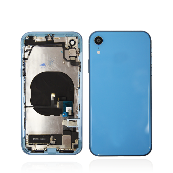 iPhone XR Blue Rear Back Housing Midframe Assembly w/ Pre-Installed Small Parts