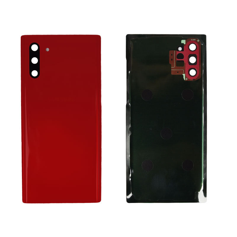 Samsung Galaxy Note 10 Glass Back Cover with Camera Lens Cover and Adhesive(Aura Red)