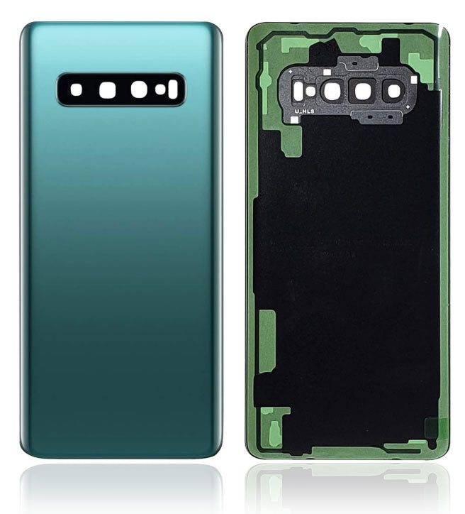 Samsung Galaxy S10 Plus Glass Back Cover with Camera Lens Cover and Adhesive(Prism Green)