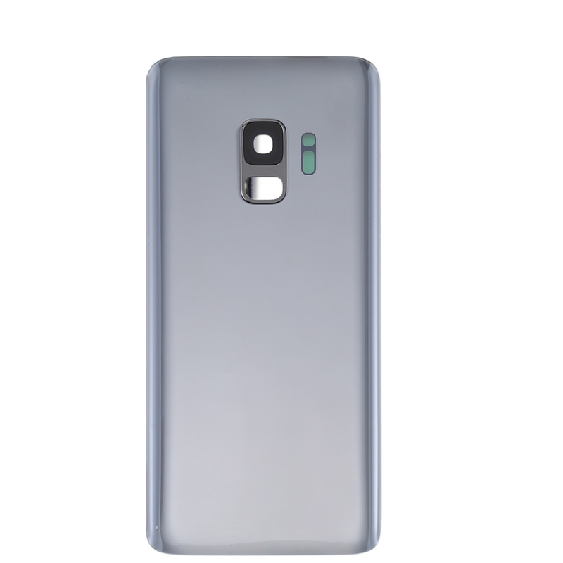 Samsung Galaxy S9 Plus Glass Back Cover with Camera Lens Cover and Adhesive(Silver)