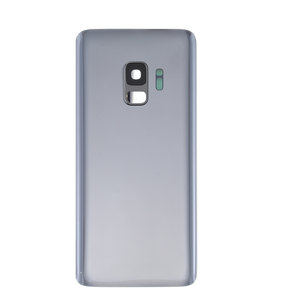 Samsung Galaxy S9 Glass Back Cover with Camera Lens Cover and Adhesive(Silver)